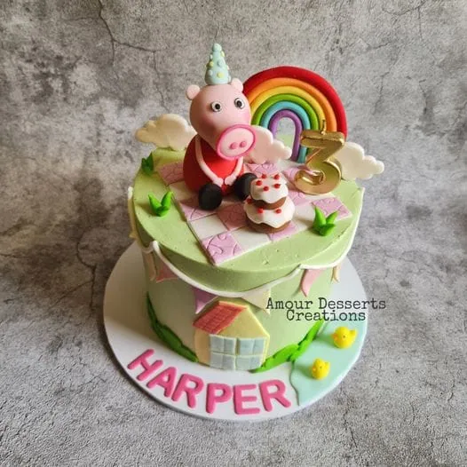 Decorated celebration cake made by Amour Desserts in Melbourne